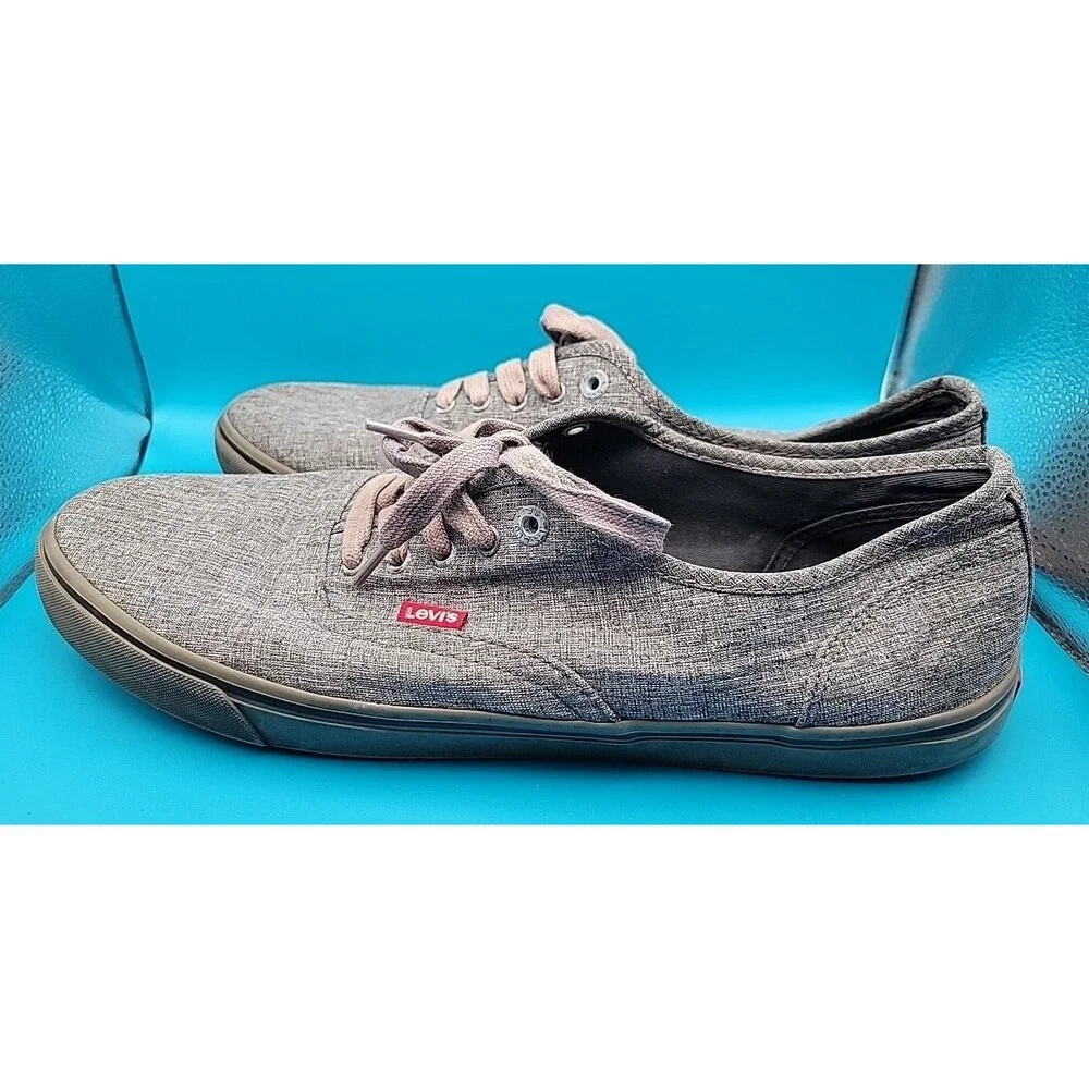 LEVI’s Mens Size 13 Gray Canvas Sneakers / Casual Shoes, Lace Up Shoes